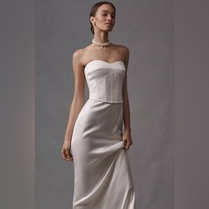 NEW Reformation Ariyah Corset Satin Maxi Dress Ivory Bridal | US 2 UK 6